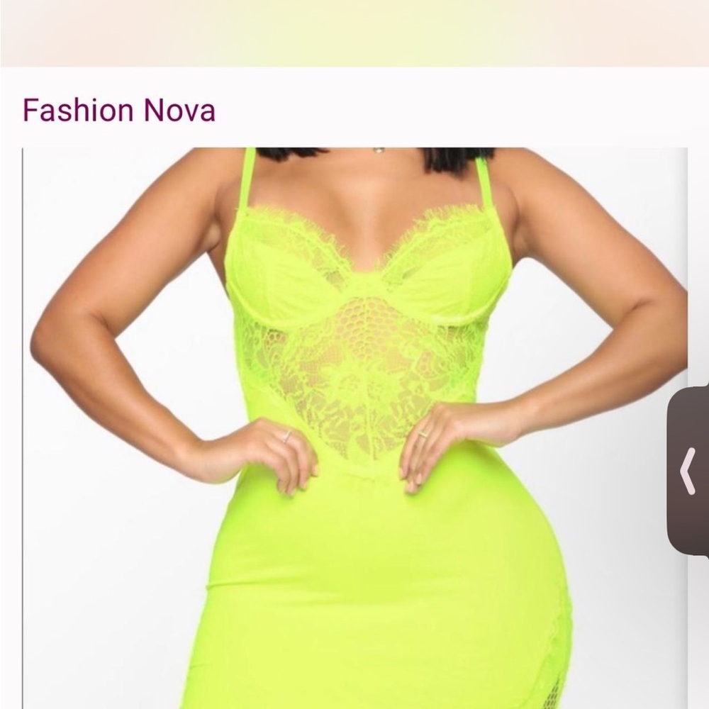 Fashion Nova Bright Lime Lace Dress
